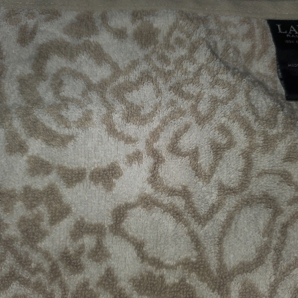 Lauren Ralph Lauren Bath Towel 55” X 29” 100% Cotton Paisley Brown White - Picture 4 of 6